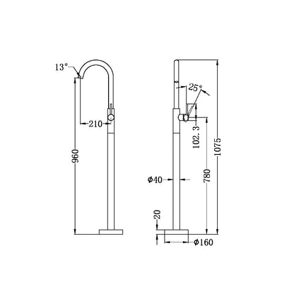 Mecca Freestanding Bath Mixer Graphite - NR210903a01GR