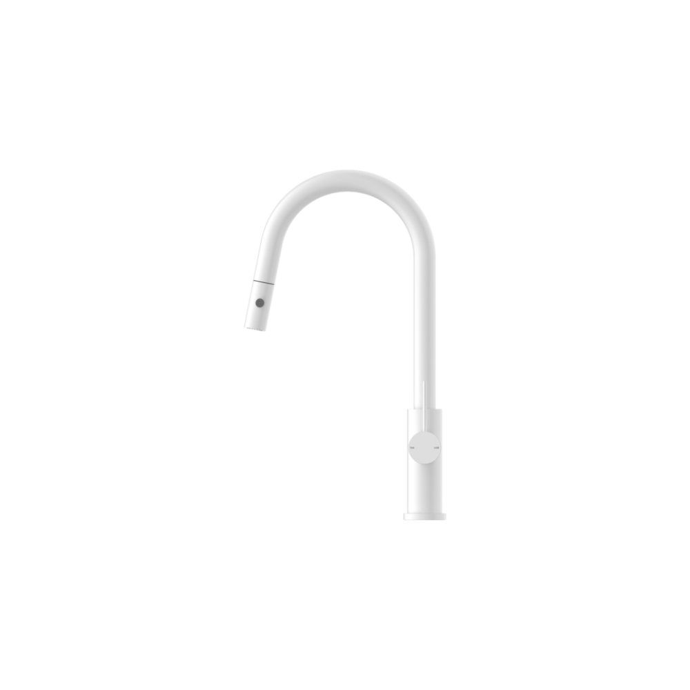 Mecca Pull Out Sink Kitchen Mixer With Vegie Spray Function Matte White - NR221908MW