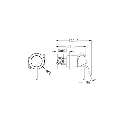 Mecca Shower Mixer 60mm Plate Gun Metal - NR221911HGM