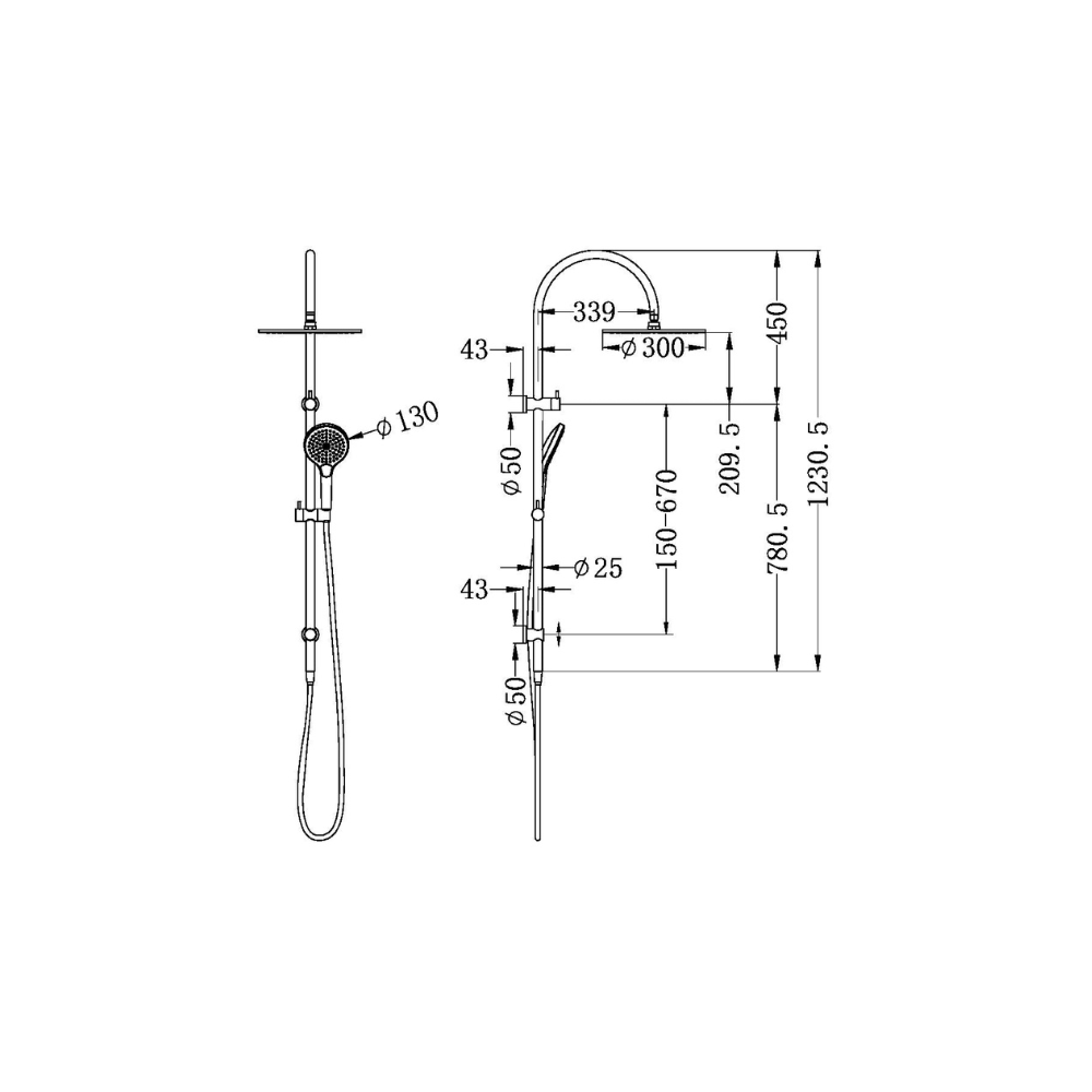 Mecca Twin Shower With Air Shower II Matte Black - NR221905HMB