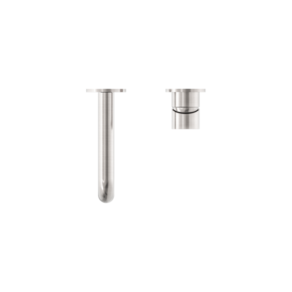 MECCA WALL BASIN/BATH MIXER SEPARATE BACK PLATE 185MM BRUSHED NICKEL