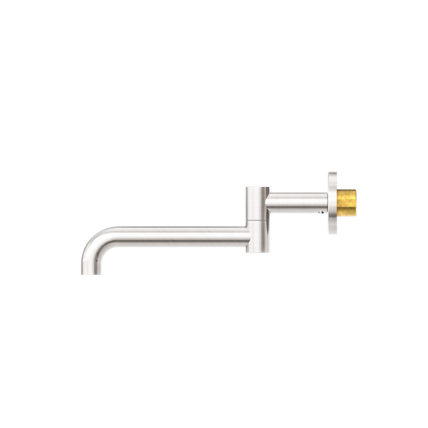 MECCA WALL MOUNTED SWIVEL BASIN/BATH SPOUT ONLY 225MM BRUSHED NICKEL