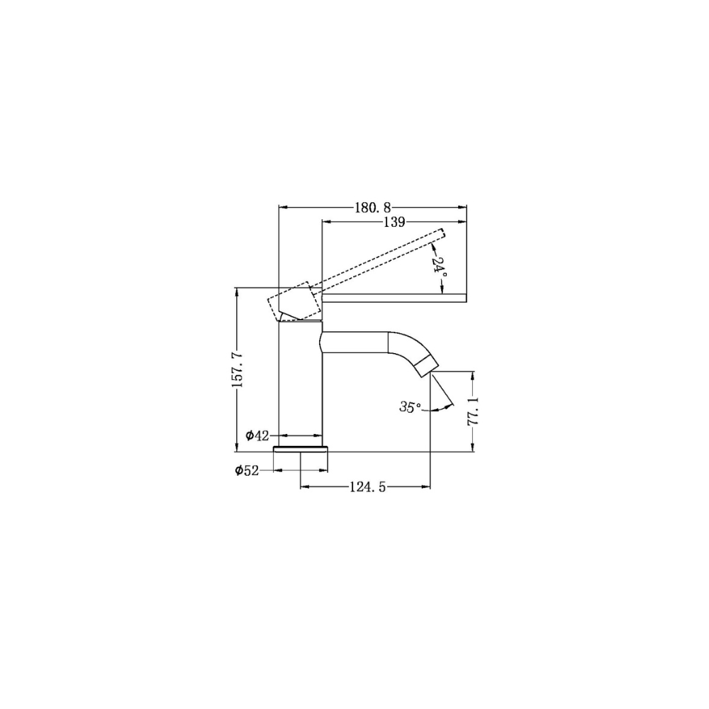 Mecca Care Basin Mixer Extended Lever Gun Metal - NR221901dGM