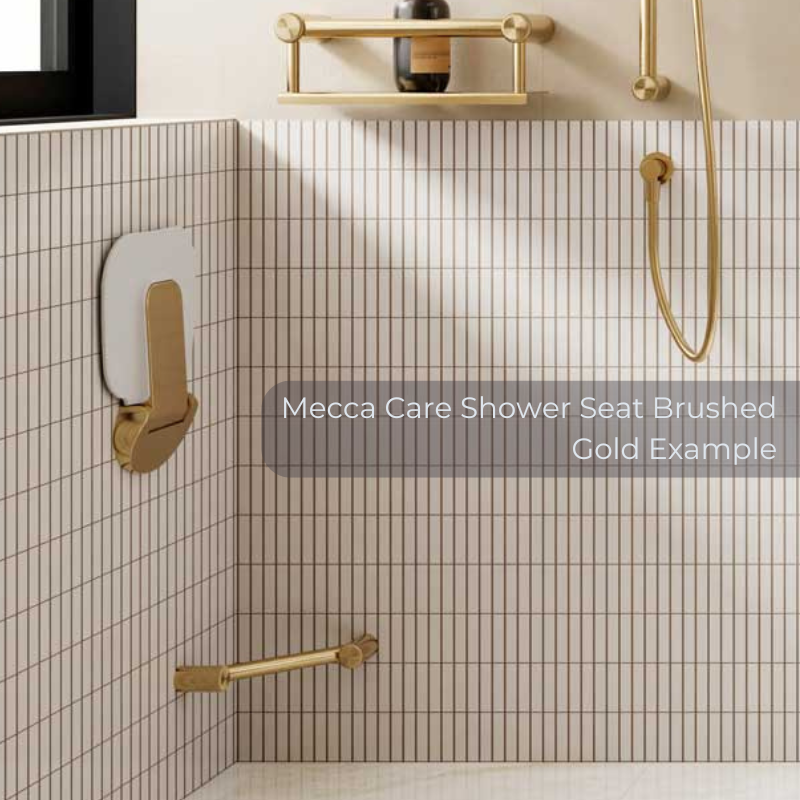 Mecca Care Shower Seat 400x330mm Brushed Gold - NRCR0003BG