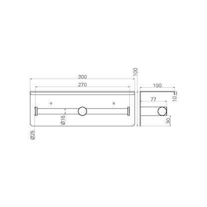 Mecca Double Toilet Roll Holder With Shelf Chrome - NR1986ECH