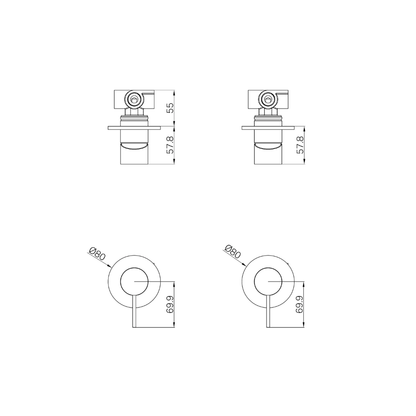 Mecca Shower Mixer 80mm Plate Trim Kit Only Brushed Bronze - NR221911TBZ