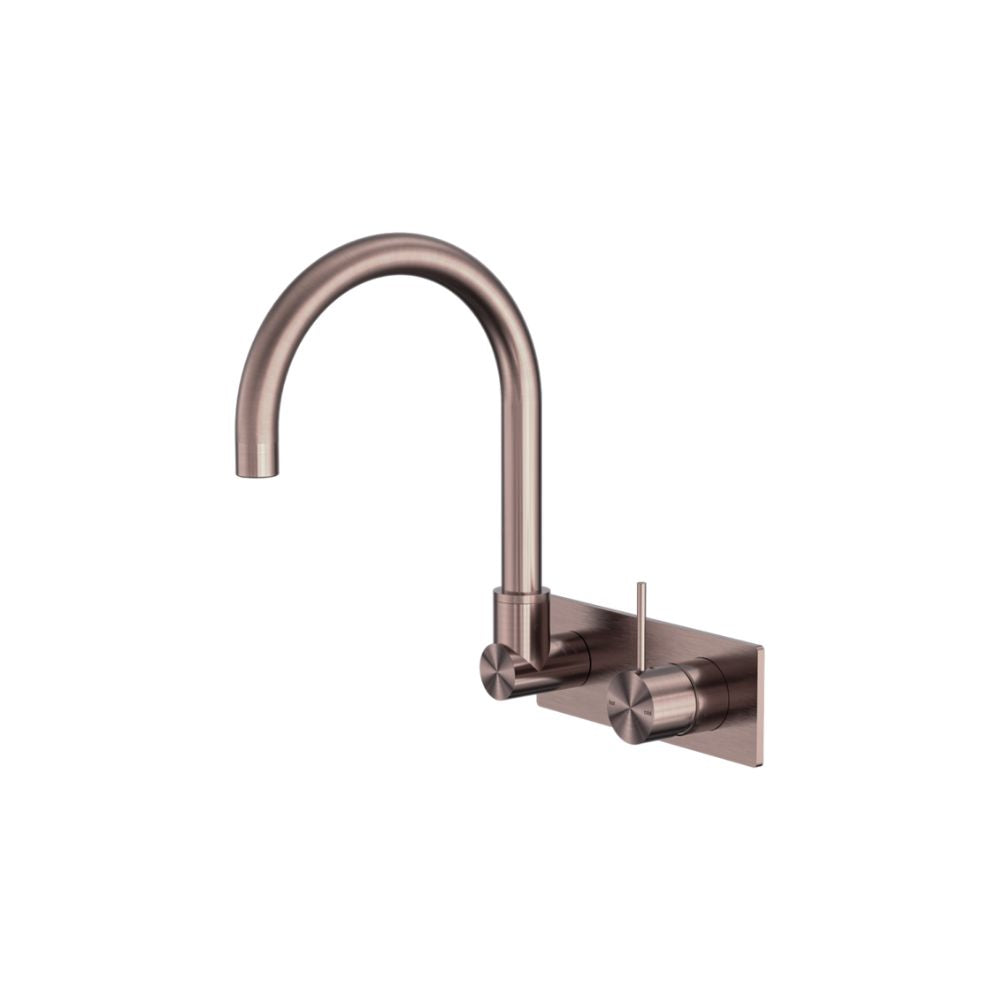 Mecca Wall Basin/Bath Mixer Swivel Spout Handle Up Brushed Bronze - NR221910PBZ