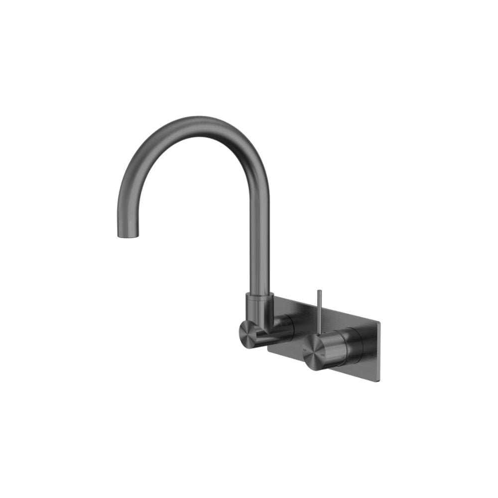 Mecca Wall Basin/Bath Mixer Swivel Spout Handle Up Gun Metal - NR221910PGM