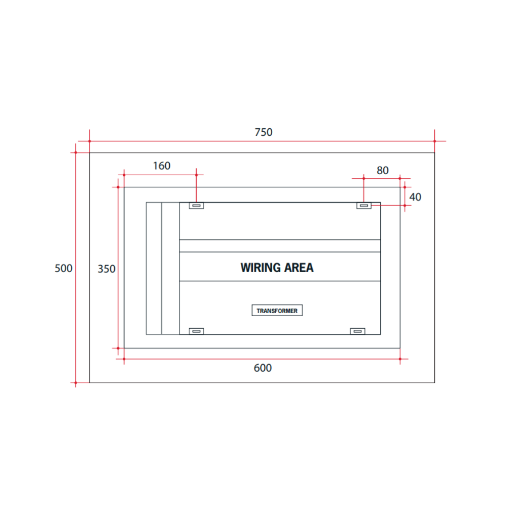 Mirror Backlit Rectangular Mirror Without Border Cool 750x500x45mm 35 Watts - Includes Mirror Demister - S500C