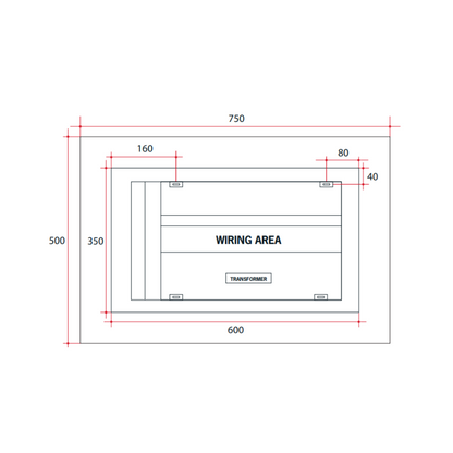 Mirror Backlit Rectangular Mirror Without Border Cool 750x500x45mm 35 Watts - Includes Mirror Demister - S500C