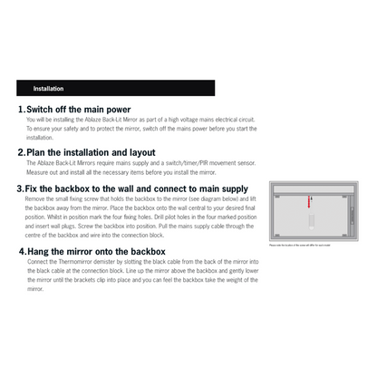 Mirror Backlit Rectangular Mirror Without Border Cool 750x500x45mm 35 Watts - Includes Mirror Demister - S500C