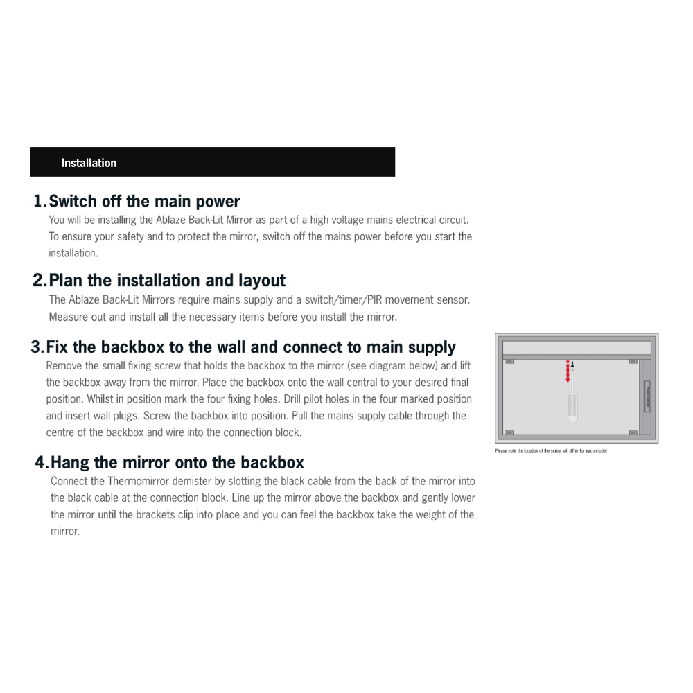 Mirror Backlit Rectangular Mirror Without Border Cool 1200x800x45mm 92 Watts - Includes Mirror Demister - S1200C