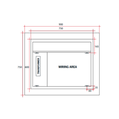 Mirror Backlit Rectangular Mirror Without Border Cool 900x750x45mm 57 Watts - Includes Mirror Demister - S759C