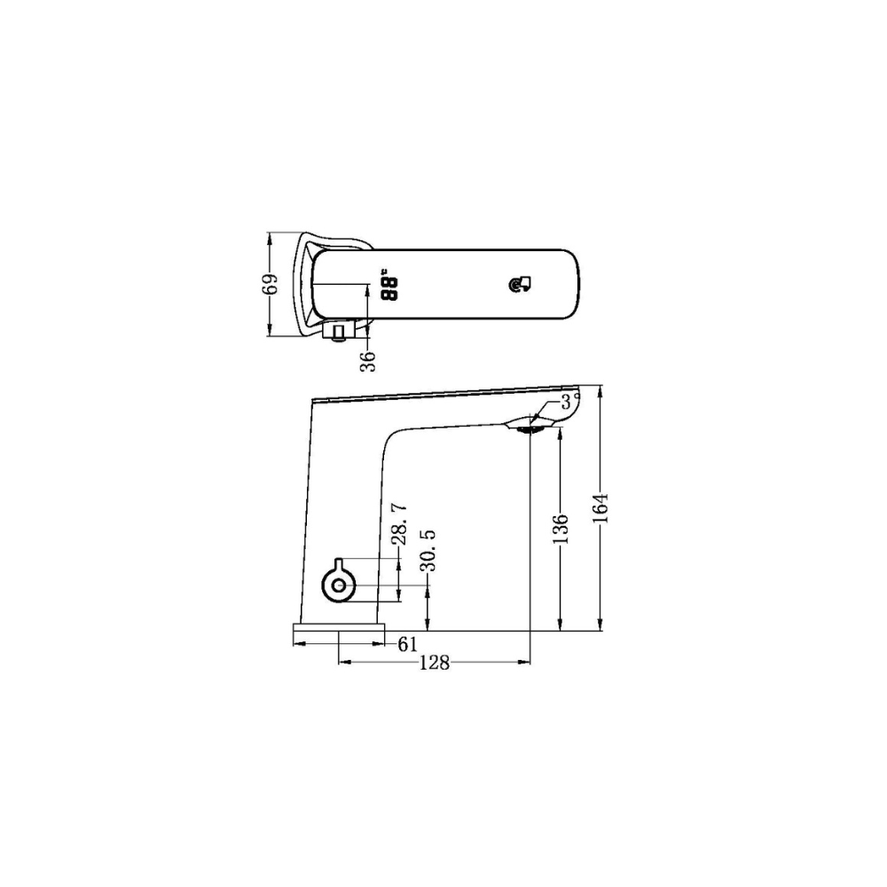 Nero Claudia DDA Sensor Mixer with Black Top Display Brushed Bronze - NR222101BZ