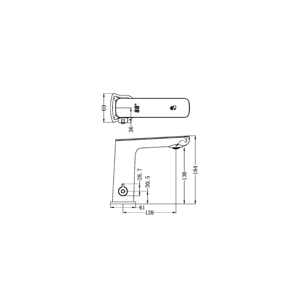 Nero Claudia Sensor Mixer with White Top Display Brushed Gold - NR222102BG