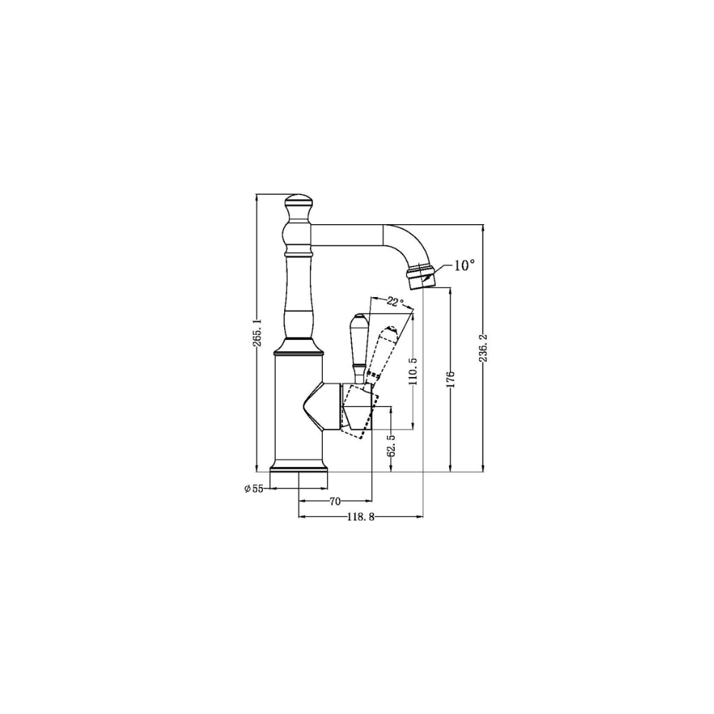 Nero York Basin Mixer Metal Lever Aged Brass - NR69210102AB