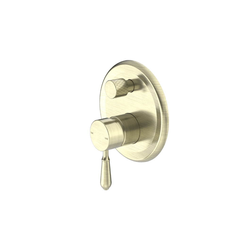 Nero York Shower Mixer With Divertor Metal Lever Aged Brass - NR692109a02AB