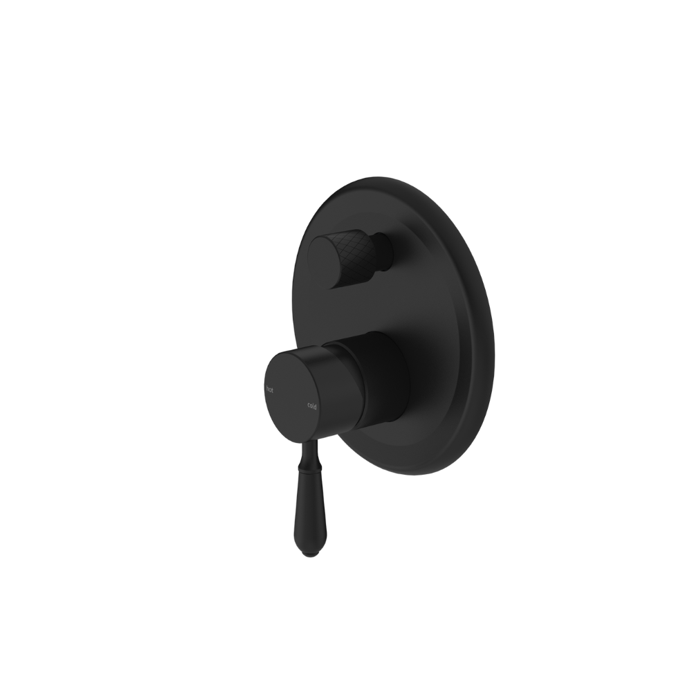 Nero York Shower Mixer With Divertor Metal Lever Matte Black - NR692109a02MB