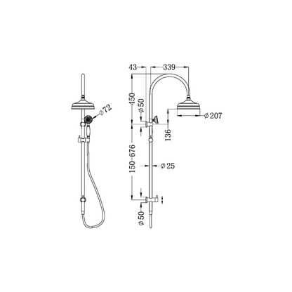 Nero York Twin Shower With Metal Hand Shower Chrome - NR69210502CH