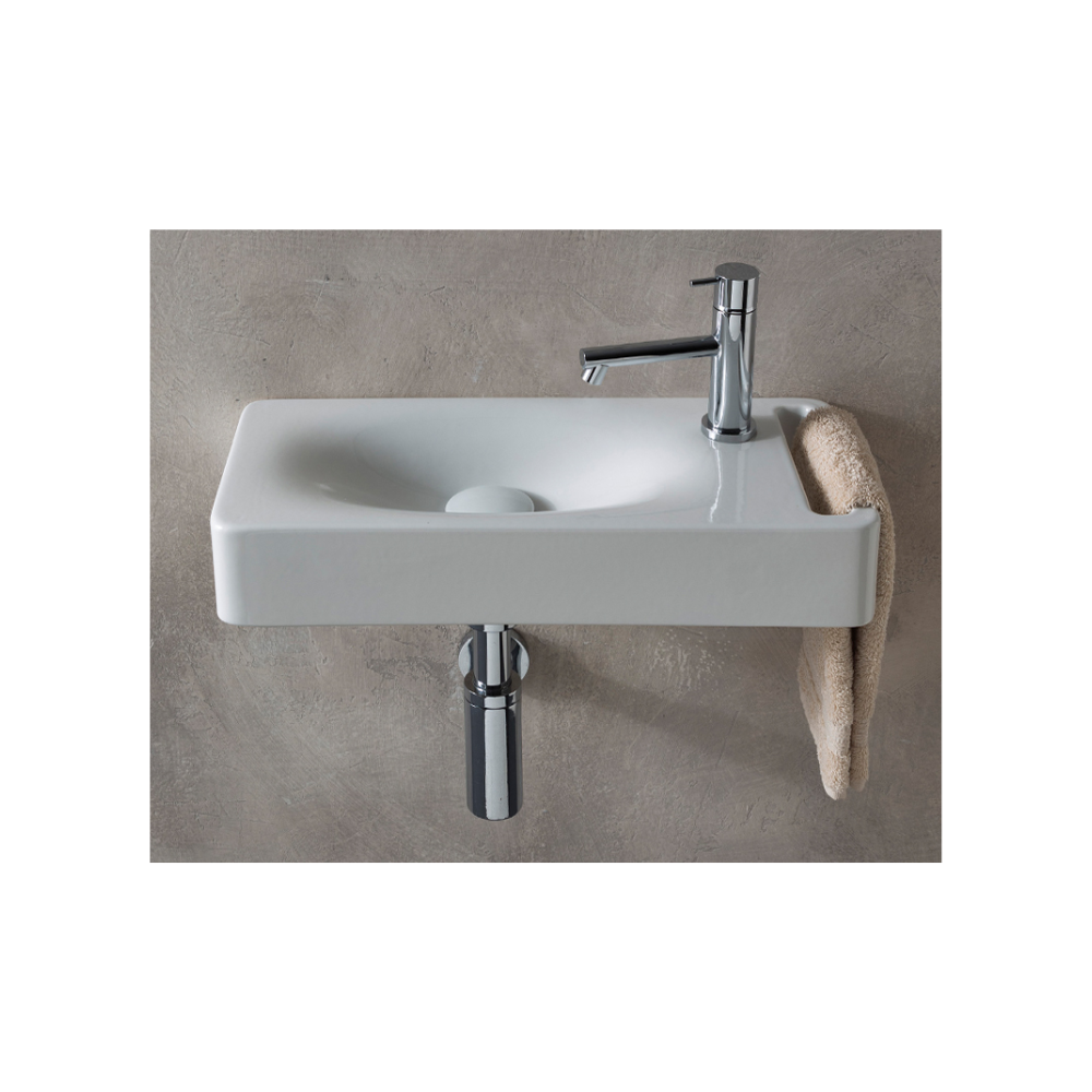 Narrow Wall Hung Basin 600mm Wide x 220mm With Hand Towel Holder - SCA1511