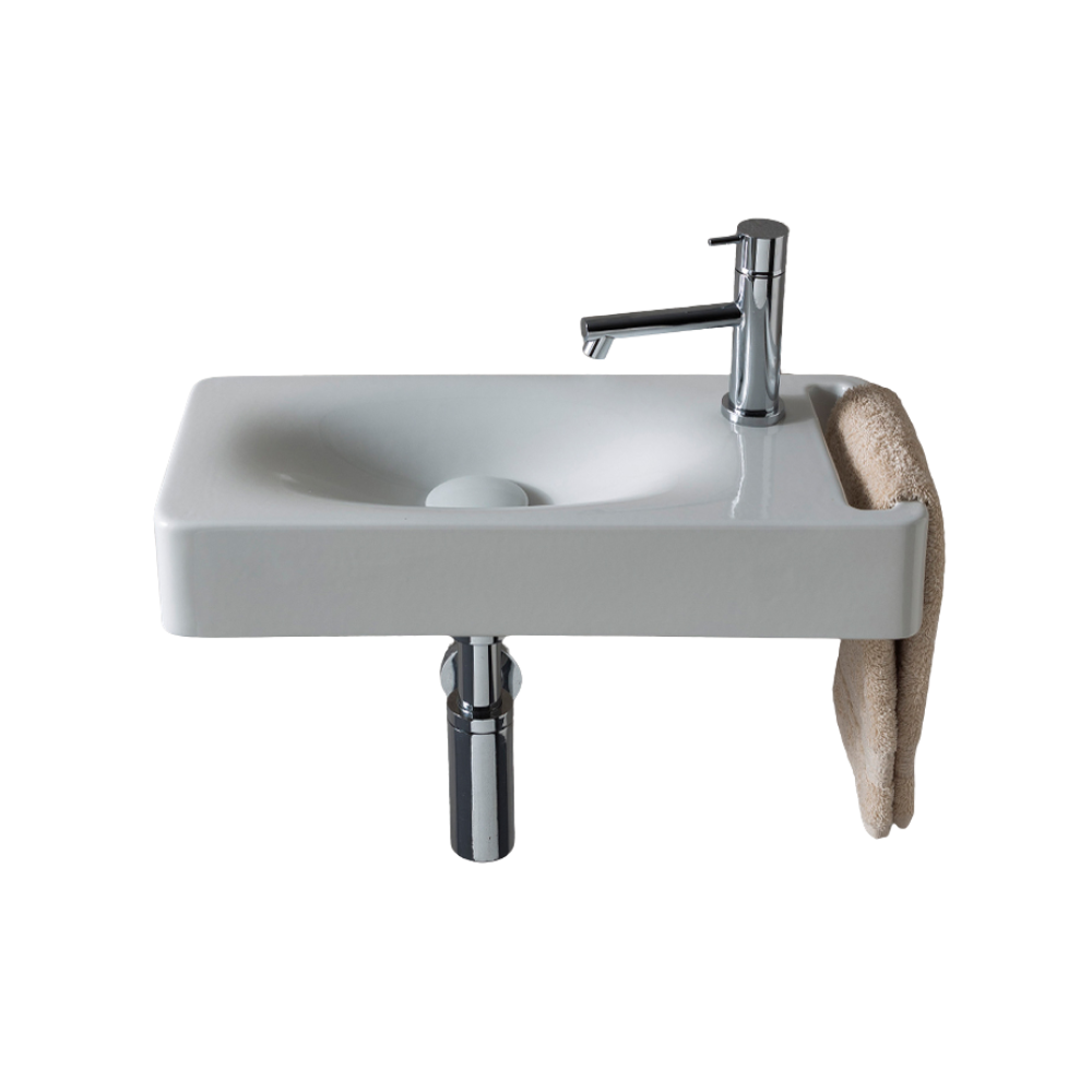 Narrow Wall Hung Basin 600mm Wide x 220mm With Hand Towel Holder - SCA1511