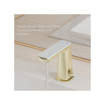 Nero Claudia Sensor Mixer with White Top Display Brushed Gold - NR222102BG