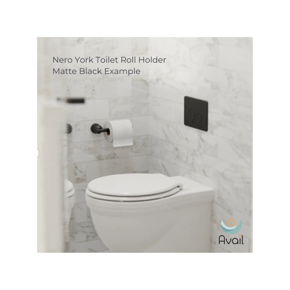 Nero York Toilet Roll Holder Matte Black - NR6986MB