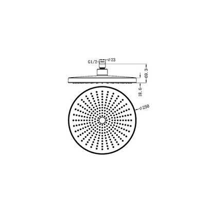 Opal 250mm Shower Head Graphite - NR508079GR