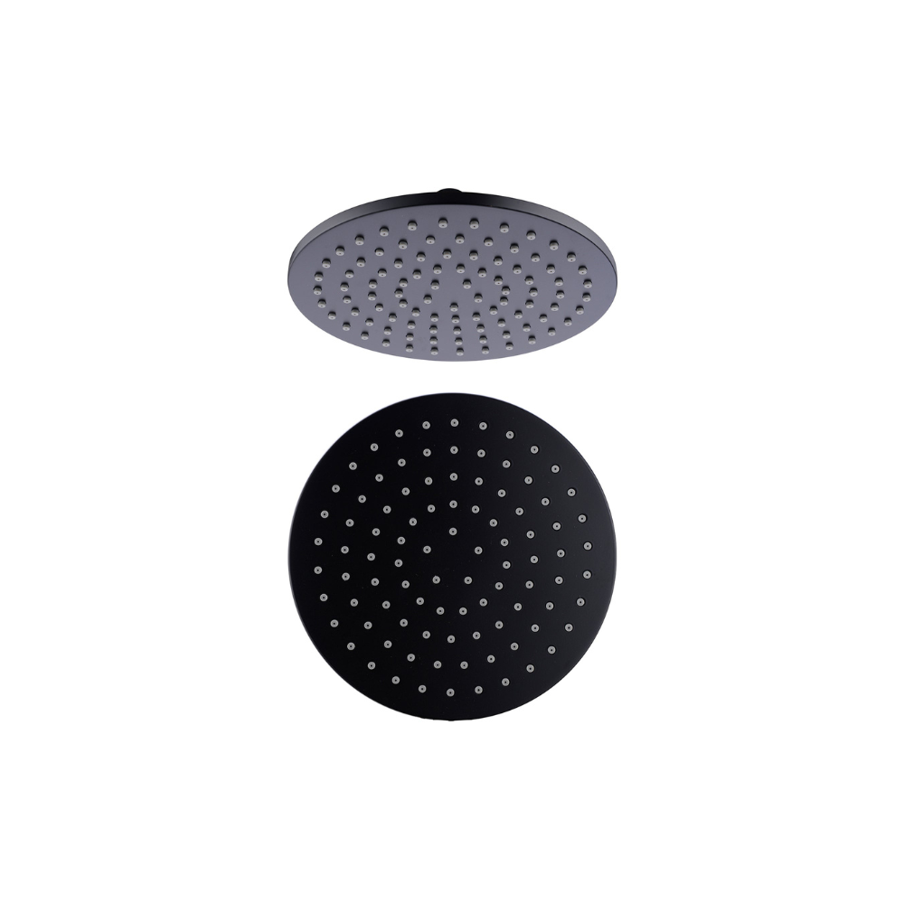 Round 200mm Shower Head Matte Black - NRROA0802MB