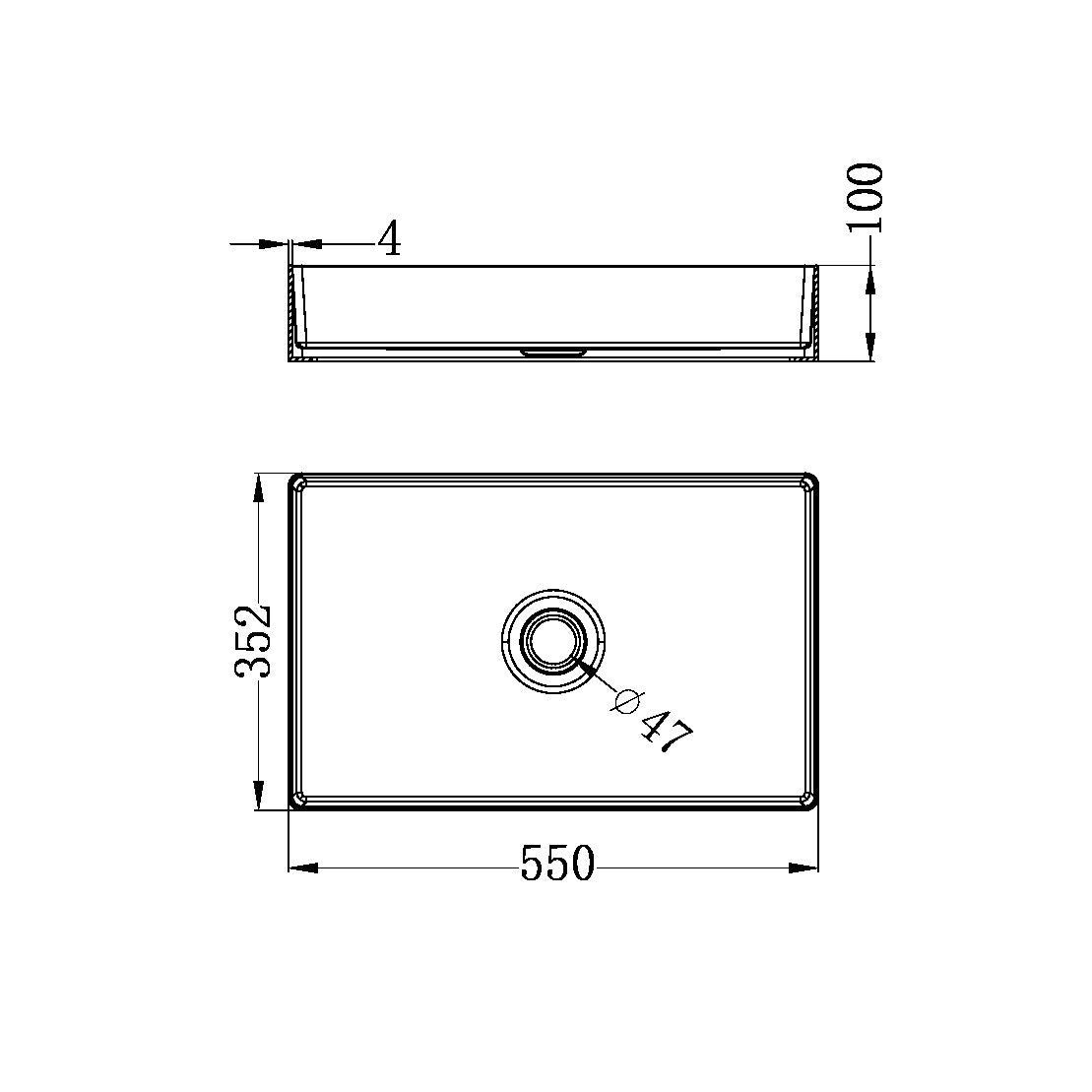 Rectangle Stainless Steel Basin Brushed Nickel - NRB3555BN