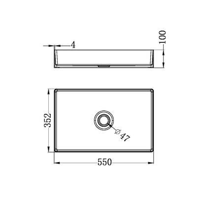 Rectangle Stainless Steel Basin Brushed Gold - NRB3555BG