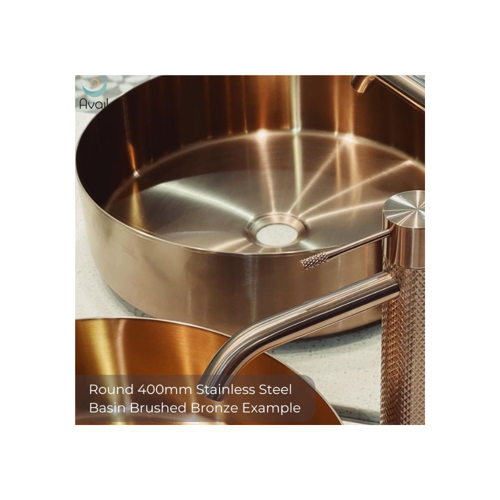 Round 400mm Stainless Steel Basin Brushed Bronze - NRB401rBZ