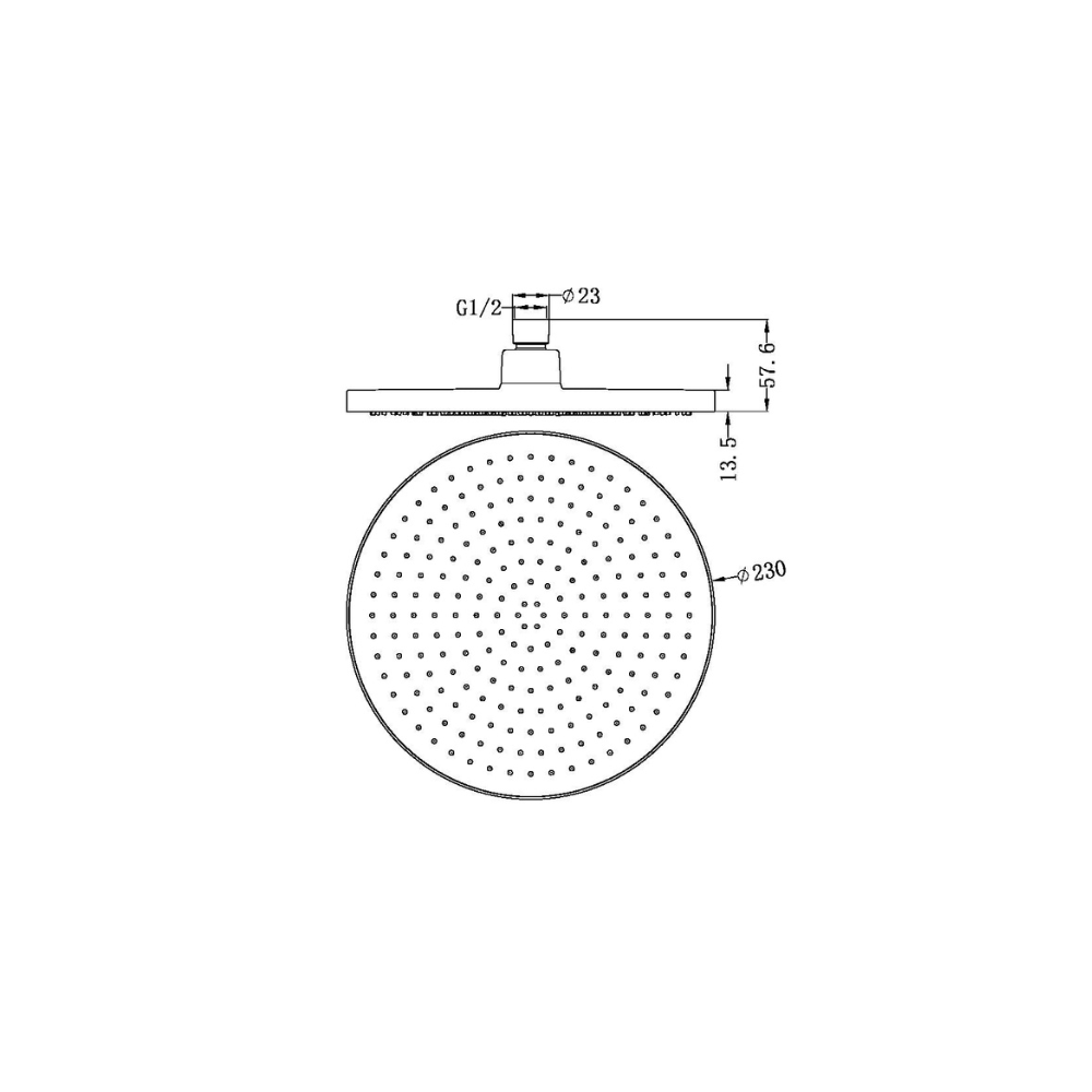 Shower Air Head 230mm Brushed Nickel - NR508076BN