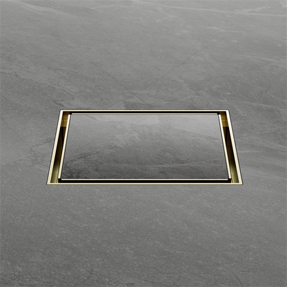 SQUARE 130MM TILE INSERT FLOOR WASTE 80MM OUTLET BRUSHED GOLD