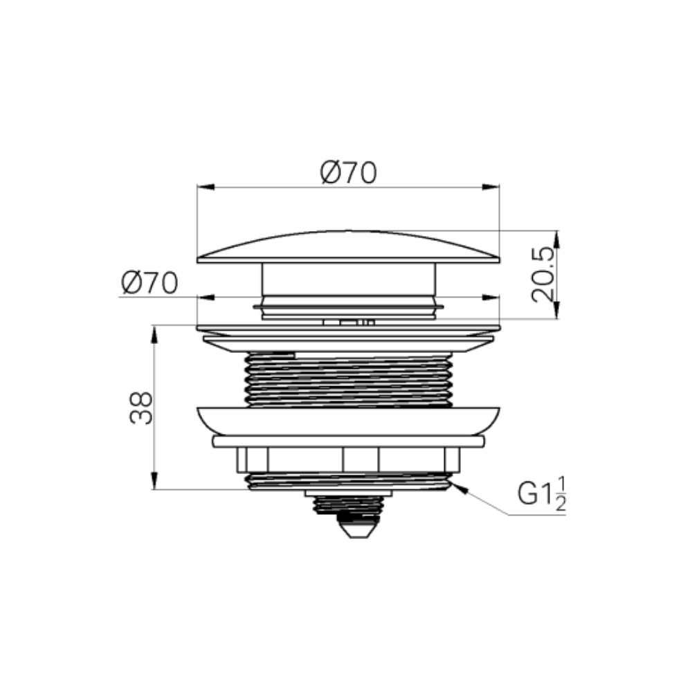Short Pop Up Bath Waste 40mm Without Overflow Brushed Bronze - NRA709BZ