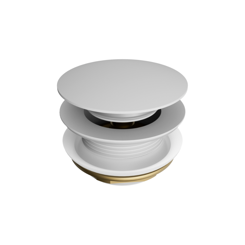 Short Pop Up Bath Waste 40mm Without Overflow Matte White - NRA709MW