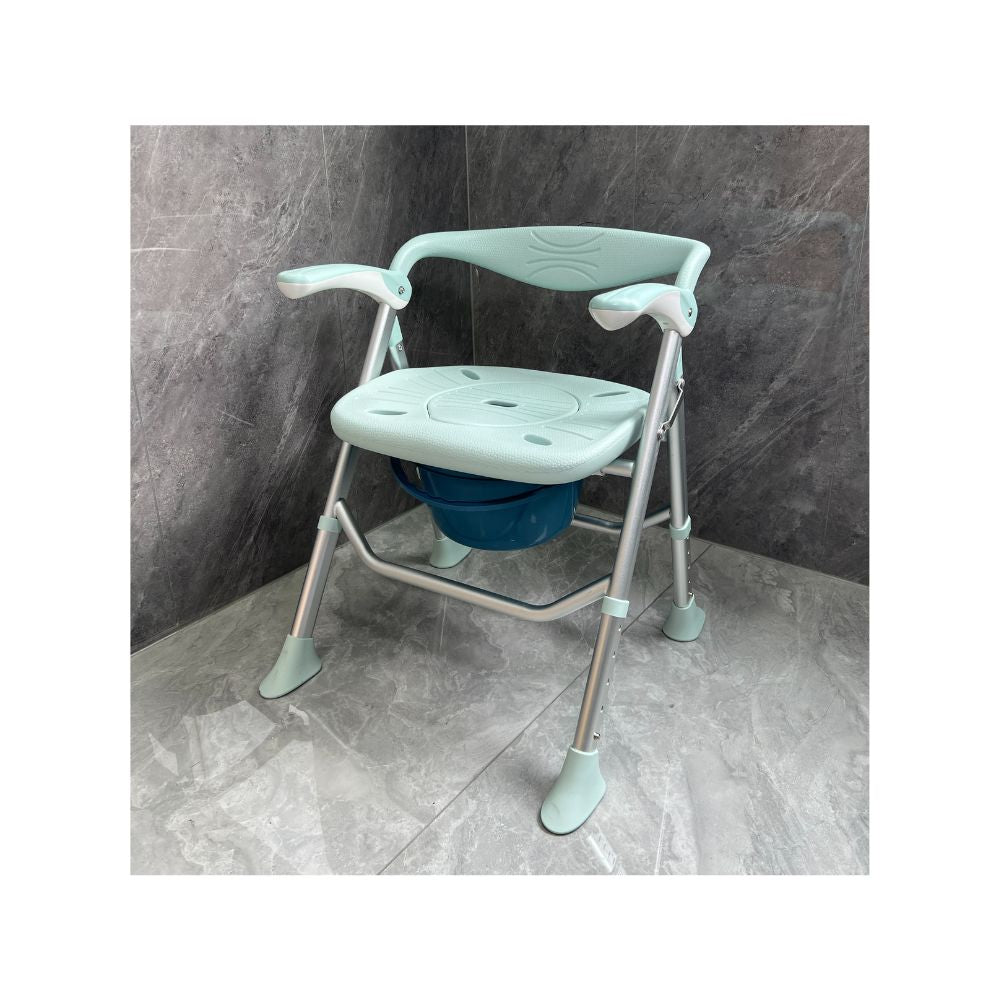 Shower Chair and Bathroom Commode Portable Lightweight Fold Up Aluminum 150kg - S03C3