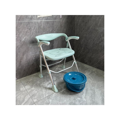 Shower Chair and Bathroom Commode Portable Lightweight Fold Up Aluminum 150kg - S03C3