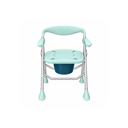 Shower Chair and Bathroom Commode Portable Lightweight Fold Up Aluminum 150kg Pack of 4 Aqua - S03C3PACK4