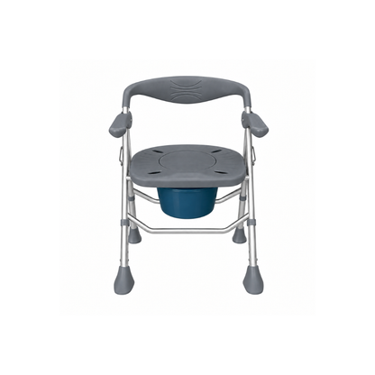 Shower Chair and Bathroom Commode Portable Lightweight Fold Up Aluminum 150kg Grey (In stock Mid October) - S03C3G