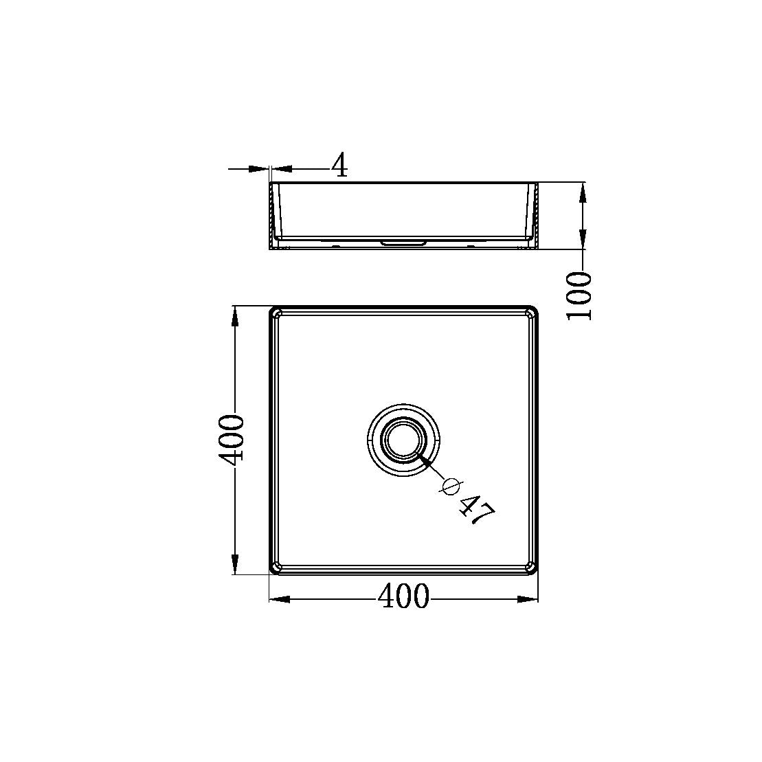 Square 400mm Stainless Steel Basin Graphite - NRB401sGR