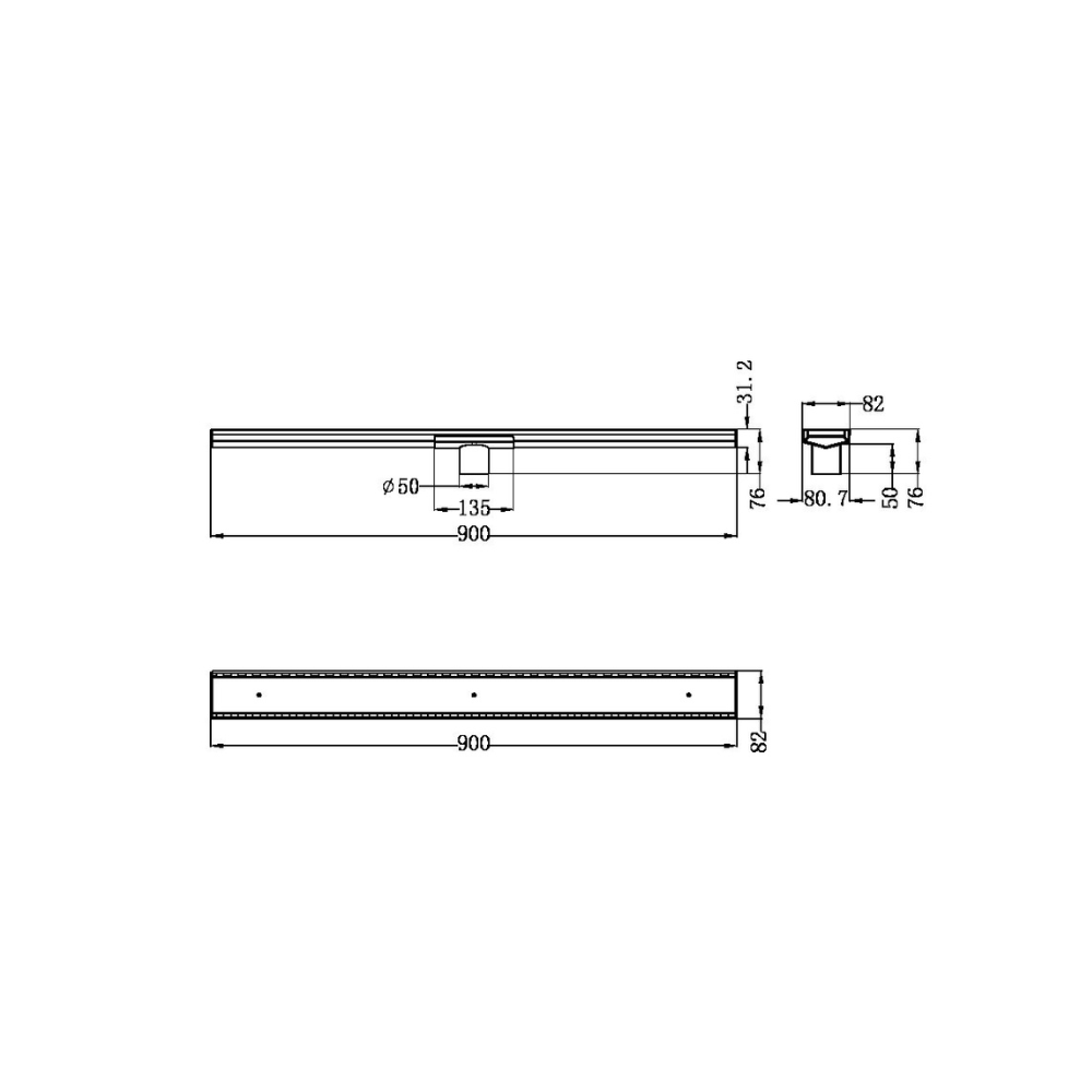 Tile Insert V Channel Floor Grate 50mm Outlet With Hole Saw Brushed Nickel - NRFG002HSBN