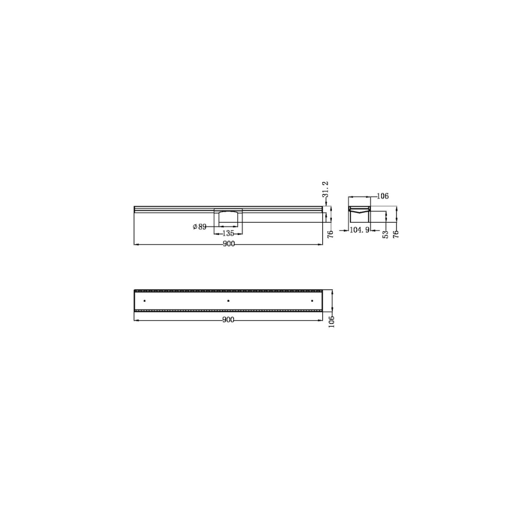 Tile Insert V Channel Floor Grate 89mm Outlet With Hole Saw Brushed Nickel - NRFG001HSBN