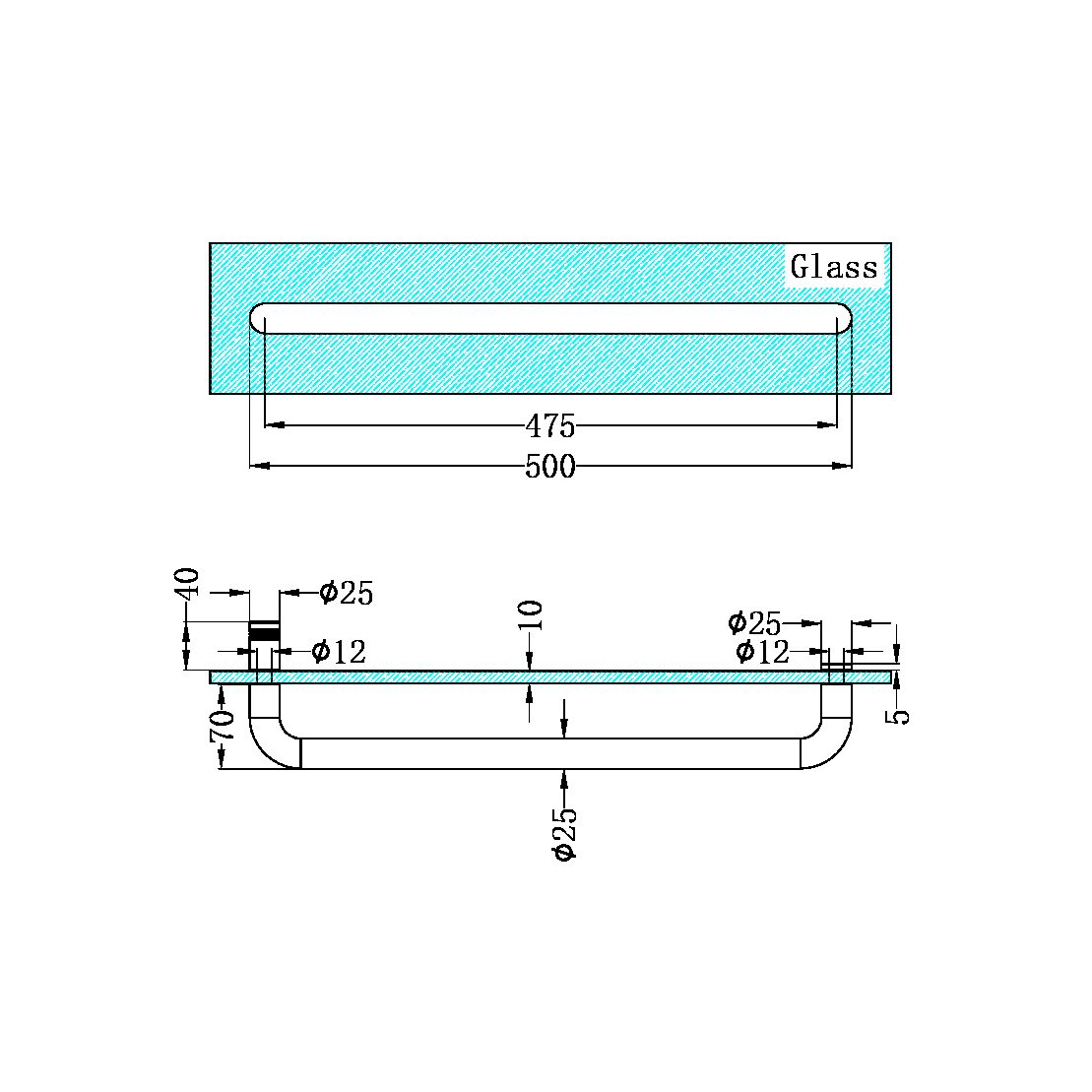 Towel Bar 500mm Brushed Nickel - NRSH303aBN