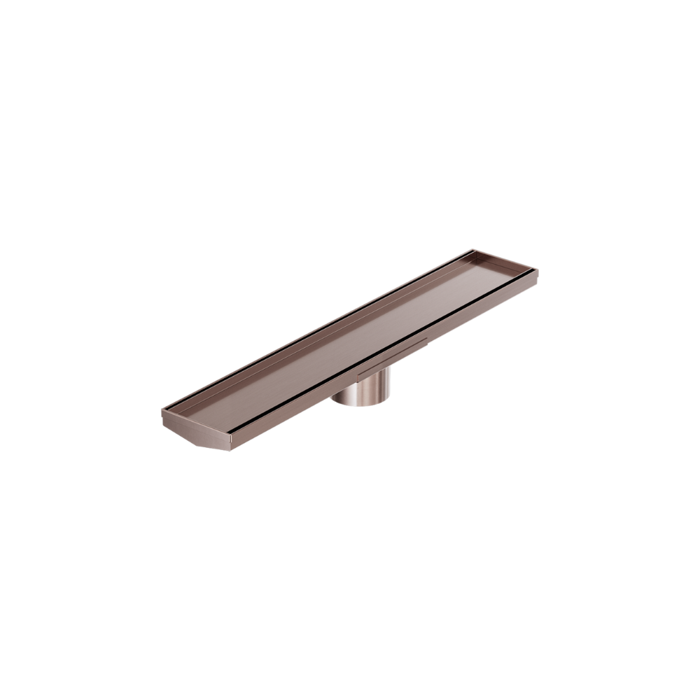 Tile Insert V Channel 600x106mm Floor Grate 80mm Outlet Brushed Bronze - NRFG008HSBZ