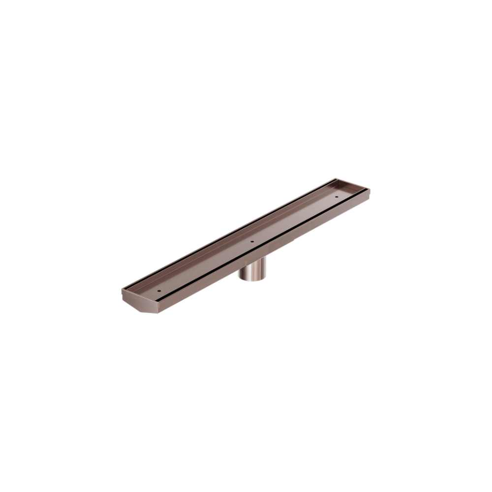 Tile Insert V Channel 600x82mm Floor Grate 50mm Outlet Brushed Bronze - NRFG006HSBZ