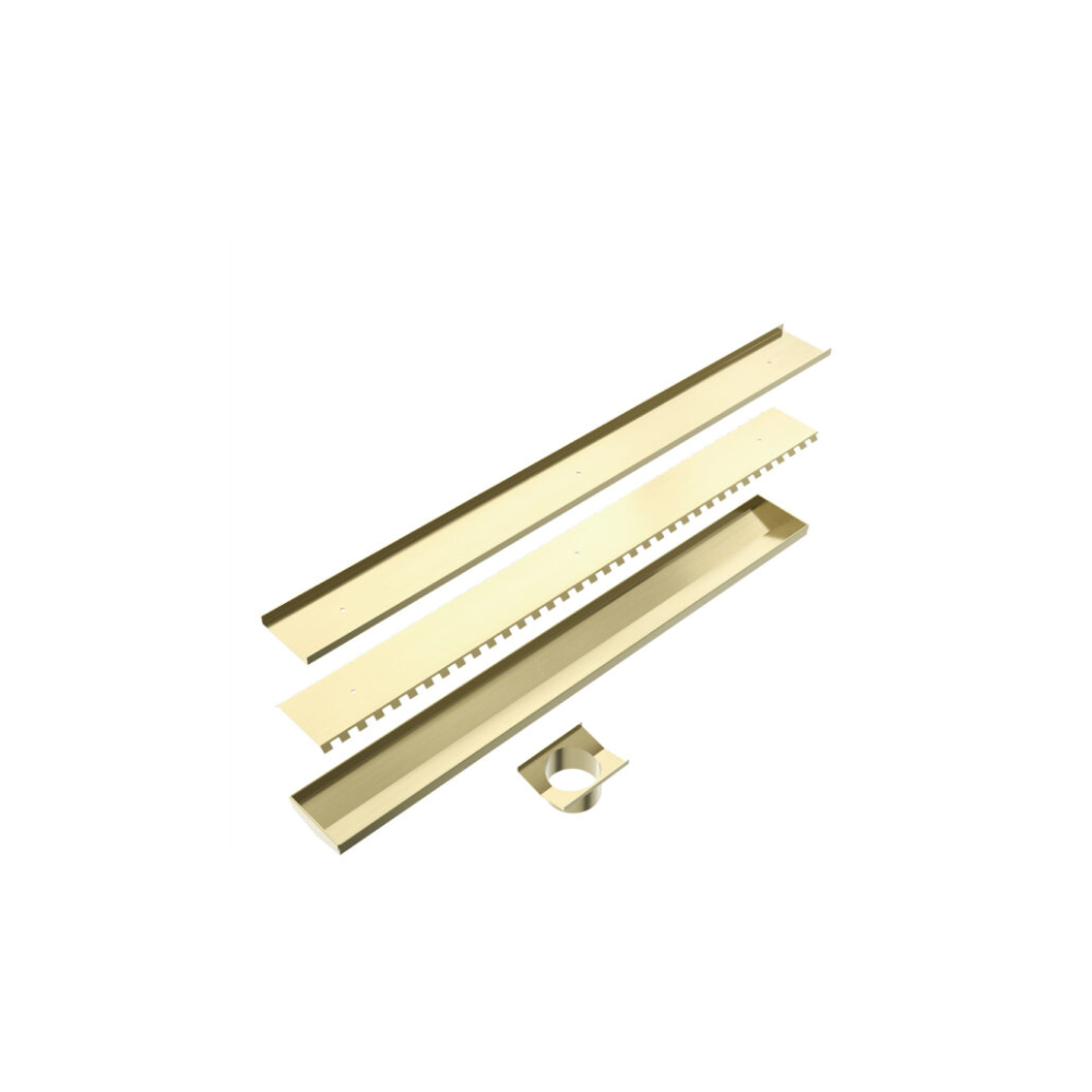 Tile Insert V Channel 900x106mm Floor Grate 80mm Outlet Brushed Gold - NRFG003HSBG