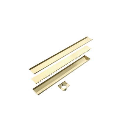Tile Insert V Channel 900x106mm Floor Grate 80mm Outlet Brushed Gold - NRFG003HSBG