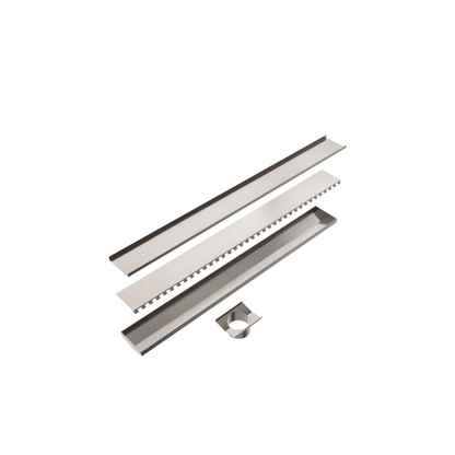 Tile Insert V Channel 900x106mm Floor Grate 80mm Outlet Brushed Nickel - NRFG003HSBN