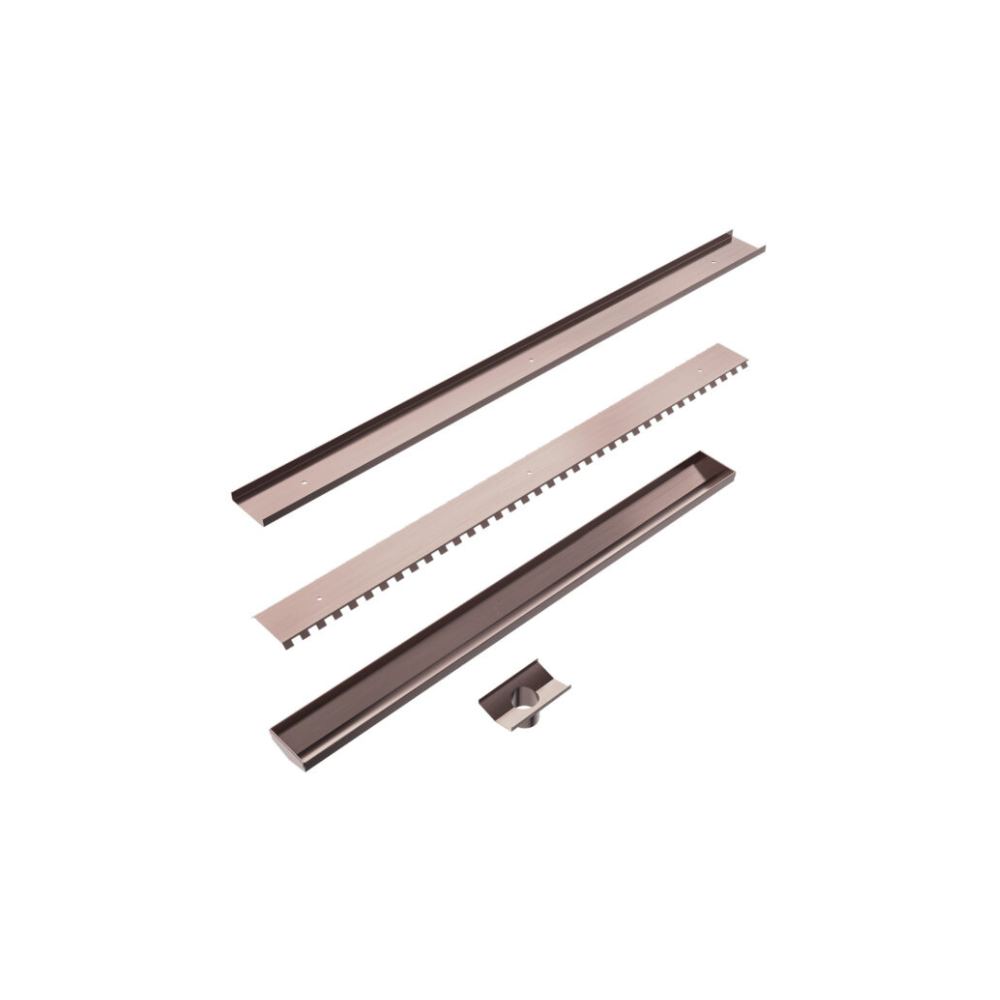 Tile Insert V Channel 900x82mm Floor Grate 50mm Outlet Brushed Bronze - NRFG002HSBZ